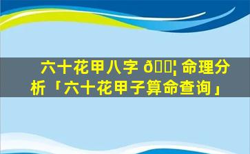 六十花甲八字 🐦 命理分析「六十花甲子算命查询」